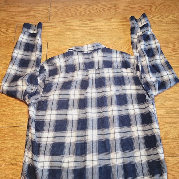 Lucky Brand x Pendleton Mens Button Up Flannel Shirt Size XL Plaid Navy/Cream - Picture 16 of 16